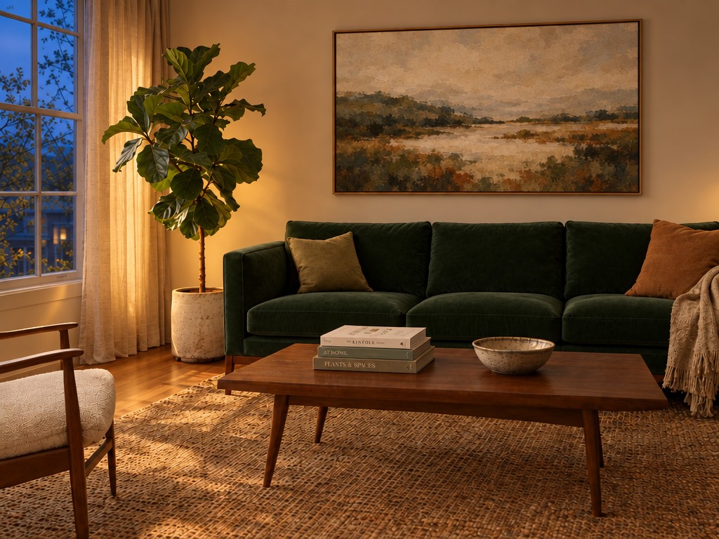 GPT Image 2.5 multi-round edit: living room with evening lighting after successive edit passes