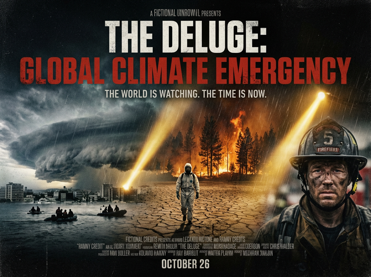 Generate an image of today's top trending news headline as a dramatic movie poster, cinematic lighting, bold typography, photojournalistic style